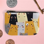 Seamless Pattern Cute Cat Cartoons Mini Coin Purse