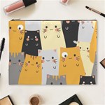 Seamless Pattern Cute Cat Cartoons Cosmetic Bag (XL)