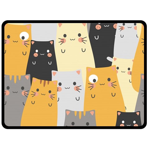 Seamless Pattern Cute Cat Cartoons Fleece Blanket (Large) from ArtsNow.com 80 x60  Blanket Front