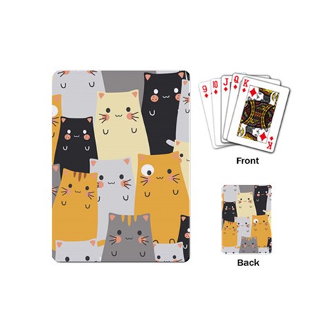 Seamless Pattern Cute Cat Cartoons Playing Cards Single Design (Mini) from ArtsNow.com Back