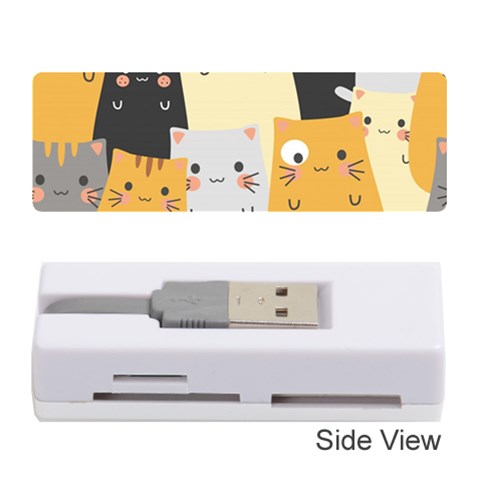 Seamless Pattern Cute Cat Cartoons Memory Card Reader (Stick) from ArtsNow.com Front