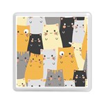 Seamless Pattern Cute Cat Cartoons Memory Card Reader (Square)