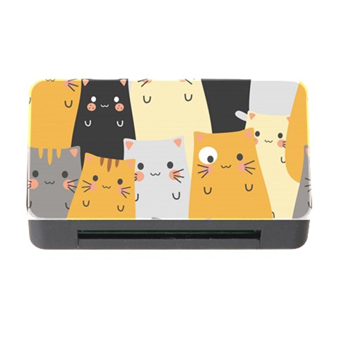 Seamless Pattern Cute Cat Cartoons Memory Card Reader with CF from ArtsNow.com Front
