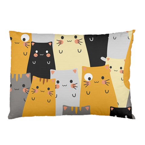 Seamless Pattern Cute Cat Cartoons Pillow Case (Two Sides) from ArtsNow.com Front