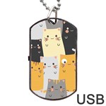 Seamless Pattern Cute Cat Cartoons Dog Tag USB Flash (Two Sides)
