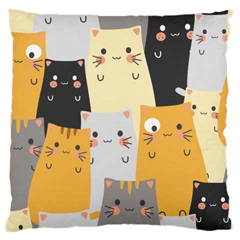 Seamless Pattern Cute Cat Cartoons Large Cushion Case (One Side) from ArtsNow.com Front