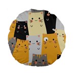 Seamless Pattern Cute Cat Cartoons Standard 15  Premium Round Cushions