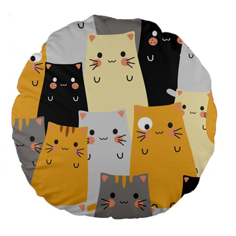 Seamless Pattern Cute Cat Cartoons Large 18  Premium Round Cushions from ArtsNow.com Front