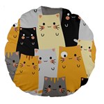 Seamless Pattern Cute Cat Cartoons Large 18  Premium Round Cushions
