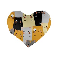 Seamless Pattern Cute Cat Cartoons Standard 16  Premium Heart Shape Cushions from ArtsNow.com Back