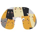 Seamless Pattern Cute Cat Cartoons Travel Neck Pillow