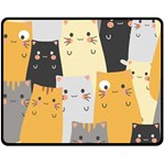 Seamless Pattern Cute Cat Cartoons Two Sides Fleece Blanket (Medium)