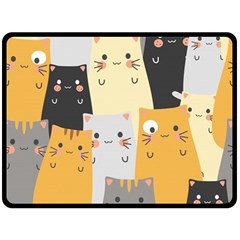 Seamless Pattern Cute Cat Cartoons Two Sides Fleece Blanket (Large) from ArtsNow.com 80 x60  Blanket Back