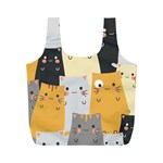 Seamless Pattern Cute Cat Cartoons Full Print Recycle Bag (M)
