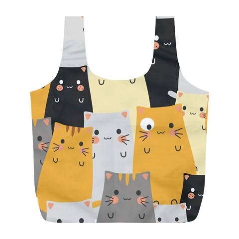 Seamless Pattern Cute Cat Cartoons Full Print Recycle Bag (L) from ArtsNow.com Front