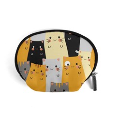 Seamless Pattern Cute Cat Cartoons Accessory Pouch (Small) from ArtsNow.com Front
