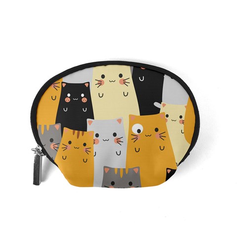 Seamless Pattern Cute Cat Cartoons Accessory Pouch (Small) from ArtsNow.com Back