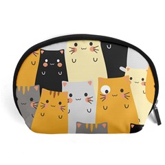 Seamless Pattern Cute Cat Cartoons Accessory Pouch (Large) from ArtsNow.com Front