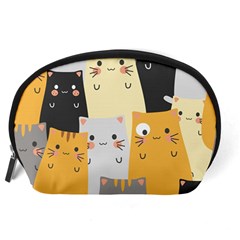 Seamless Pattern Cute Cat Cartoons Accessory Pouch (Large) from ArtsNow.com Back