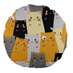 Seamless Pattern Cute Cat Cartoons Large 18  Premium Flano Round Cushions