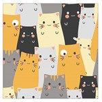 Seamless Pattern Cute Cat Cartoons Square Satin Scarf (36  x 36 )