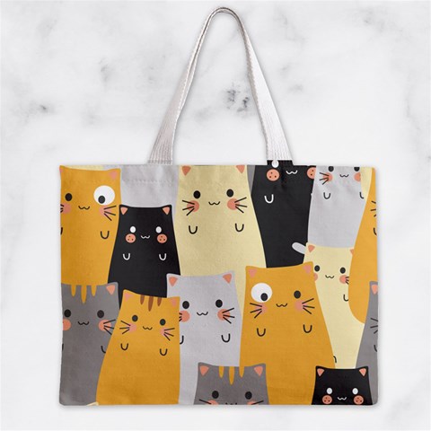Seamless Pattern Cute Cat Cartoons Zipper Mini Tote Bag from ArtsNow.com Front