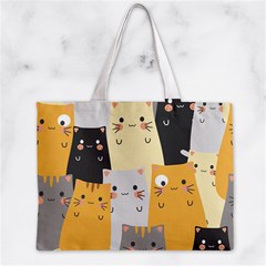 Seamless Pattern Cute Cat Cartoons Zipper Mini Tote Bag from ArtsNow.com Front