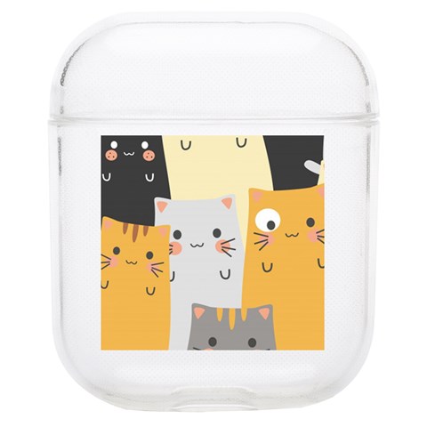 Seamless Pattern Cute Cat Cartoons Soft TPU AirPods 1/2 Case from ArtsNow.com Front