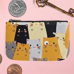 Seamless Pattern Cute Cat Cartoons Large Coin Purse from ArtsNow.com Front