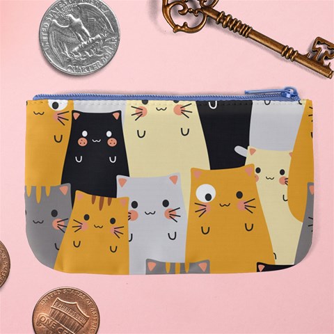 Seamless Pattern Cute Cat Cartoons Large Coin Purse from ArtsNow.com Back