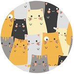 Seamless Pattern Cute Cat Cartoons Wooden Bottle Opener (Round)