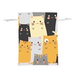 Seamless Pattern Cute Cat Cartoons Lightweight Drawstring Pouch (S)