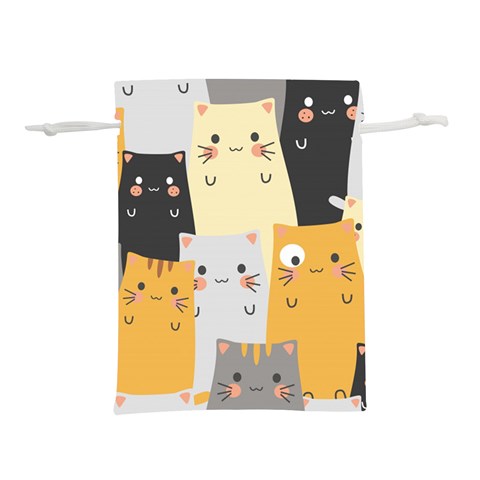 Seamless Pattern Cute Cat Cartoons Lightweight Drawstring Pouch (M) from ArtsNow.com Front