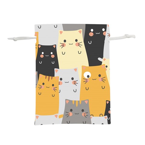 Seamless Pattern Cute Cat Cartoons Lightweight Drawstring Pouch (L) from ArtsNow.com Front