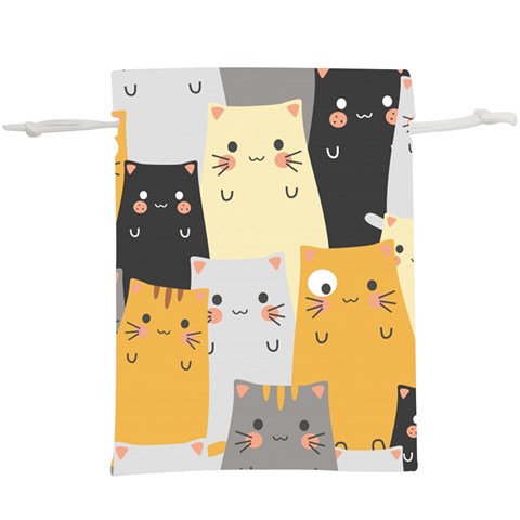 Seamless Pattern Cute Cat Cartoons Lightweight Drawstring Pouch (XL) from ArtsNow.com Back