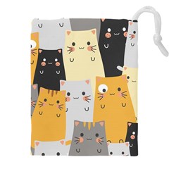 Seamless Pattern Cute Cat Cartoons Drawstring Pouch (4XL) from ArtsNow.com Front