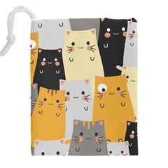 Seamless Pattern Cute Cat Cartoons Drawstring Pouch (4XL) from ArtsNow.com Back