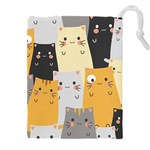 Seamless Pattern Cute Cat Cartoons Drawstring Pouch (5XL)