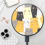 Seamless Pattern Cute Cat Cartoons Wireless Fast Charger(Black)