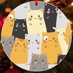 Seamless Pattern Cute Cat Cartoons UV Print Acrylic Ornament Round