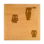 Seamless Pattern Cute Cat Cartoons Wood Photo Frame Cube