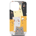 Seamless Pattern Cute Cat Cartoons iPhone 14 Pro Max Black UV Print Case