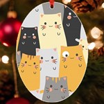 Seamless Pattern Cute Cat Cartoons UV Print Acrylic Ornament Oval