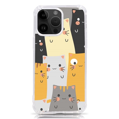 Seamless Pattern Cute Cat Cartoons iPhone 14 Pro Max TPU UV Print Case from ArtsNow.com Front