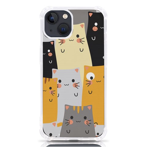 Seamless Pattern Cute Cat Cartoons iPhone 13 TPU UV Print Case from ArtsNow.com Front