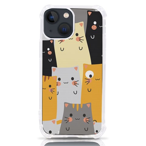 Seamless Pattern Cute Cat Cartoons iPhone 13 mini TPU UV Print Case from ArtsNow.com Front
