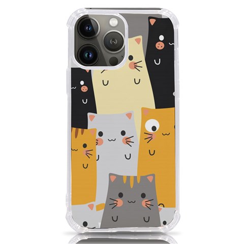 Seamless Pattern Cute Cat Cartoons iPhone 13 Pro Max TPU UV Print Case from ArtsNow.com Front