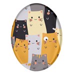 Seamless Pattern Cute Cat Cartoons Oval Glass Fridge Magnet (4 pack)