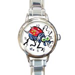 Bug Black Insect Animal Round Italian Charm Watch