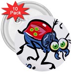 Bug Black Insect Animal 3  Buttons (10 pack) 